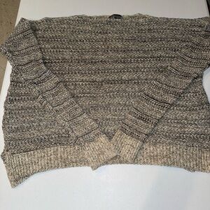 Vince Linen Blend Long Sleeve Knit Beige Green Sweater Womens Size Large Crew